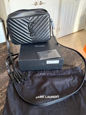 Saint Laurent Black Quilted Leather Lou Camera Crossbody Bag
